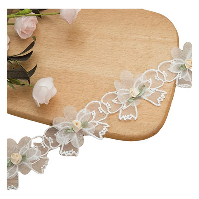 Ribete Decorativo De Encaje Bordado Con Flores
