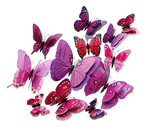 12 Pegatinas De Mariposas 3d Para Decoración De Pared