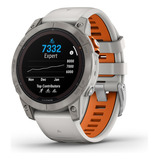 Garmin Fenix 7 Pro Zafiro Solar Titanio, Gris Niebla 47 Mm Color De La Correa Gris/naranja Color Del Bisel Titanio