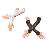 2 Pares De Mujeres 15.7 '' Long Long Code Gloves Sin Dedos