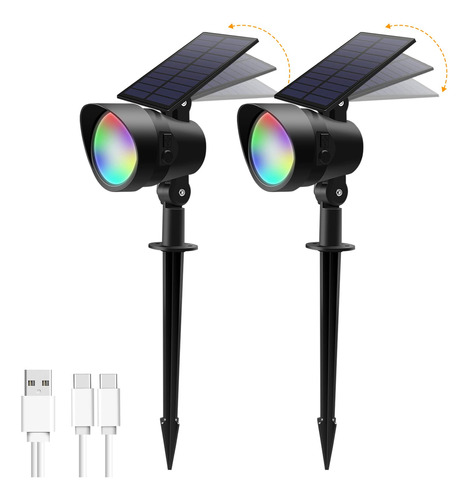 Alusso Luces Solares Rgb Para Exteriores, 7 Colores, 9 Modos