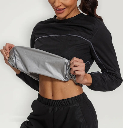 Blusa Sauna Mujer Cuello Redondo Reductora Adelgazante Traje | Meses sin interés