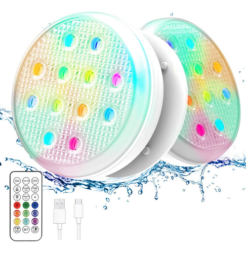 Luces De Piscina, Luces Led Sumergibles Recargables Con Cont