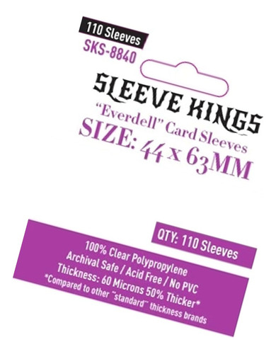 Protectores De Cartas Sleeve Kings 44x63mm - 110 Micas