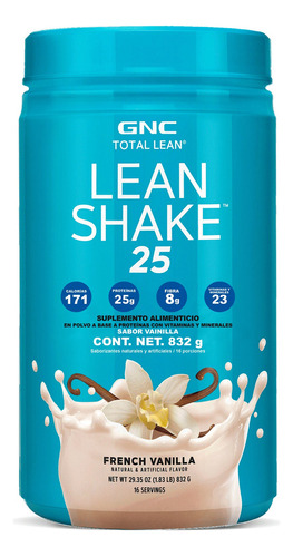 Lean Shake 25 Suplemento Alimenticio Total Lean 832 Gramos Sabor Vainilla