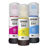 Kit De Recarga De 3 Tintas Epson T544: Tinta De Color Amarillo, Cian Y Magenta