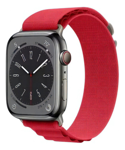 Pulseira Alpine Tecido Para Apple Watch Ultra 49mm 45mm 44m Cor Vermelho Largura 21 Cm