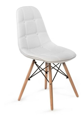 Pack X 4 Sillas Eames Tapizada Capitoné Base Madera