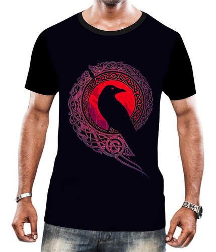 Camiseta Camisa Corvo Pássaro Negro Sombrio Terror Caveira 6