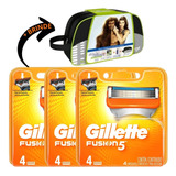 Carga Gillette Fusion 5 Para Barbear Kit C/ 12 + Necessaire