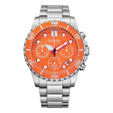 Reloj Citizen Ai500882x Hombre Cuarzo Cronografo Color De La Malla Plateado Color Del Bisel Naranja Color Del Fondo Naranja