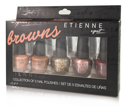 Set De 5 Esmaltes De Uñas Etienne Browns Color Marrón Claro