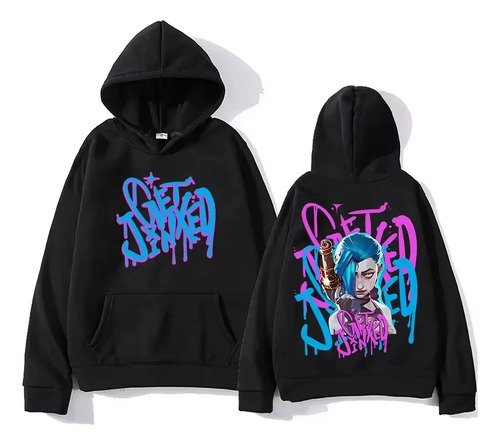 Sudadera Con Capucha Jinx Arcane Estampado Anime Kawaii