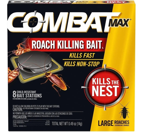 Combat Max Mata Cucarachas 8 Trampas Cebo 14gr