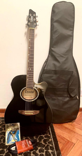 Kitguitarra Electroacústica Sin Uso Leonard+funda+cable+capo