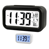 Reloj Despertador Digital Cristal Liquido Alarma Temperatura Color Negro