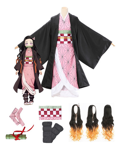 Demon Slayer Kamado Nezuko Cosplay Disfraz Anime Peluca Kit