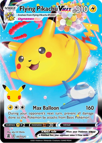 Cartas Pokemon Flying Pikachu Vmax 7/25 Full Art Cel