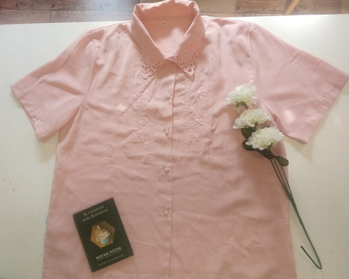 Camisa De Seda Vintage Romantic Talle L 