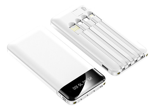 Power Bank 10000mah 6 Portas- Carregamento Rápido E Tela Led Cor Branco