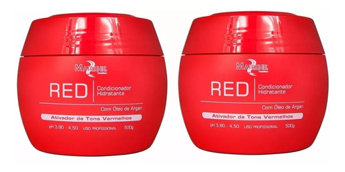Kit C/ 2  Máscara Matizador Red 500g Hidarty/  Mairibel