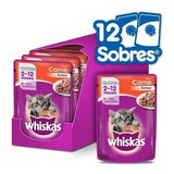 Alimento Whiskas Gatito Sabor Carne En Sobre De 85 g X12un