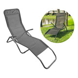 Reposera Plegable Glider Sillón Playa Jardin Camping Gris