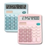 Kit 2 Calculadoras 12 Digitos Rosa Balcão Mesa Escritório 