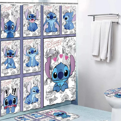 Popular Cortina De Ducha Impermeable Stitch, Juego De 4