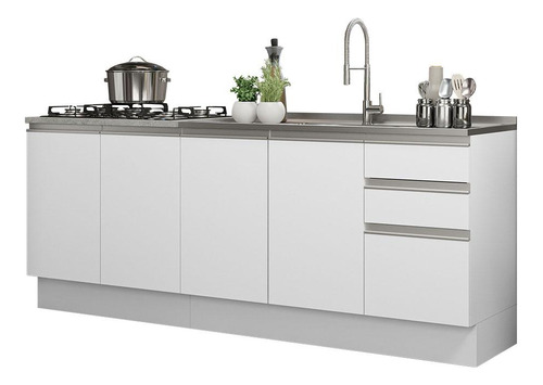 Armario De Cocina Compacta 200cm Glamy Madesa 06 Color Blanco