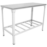 Mesa De Serviço Tampo Inox Prateleira Grade 117x55 Epóxi