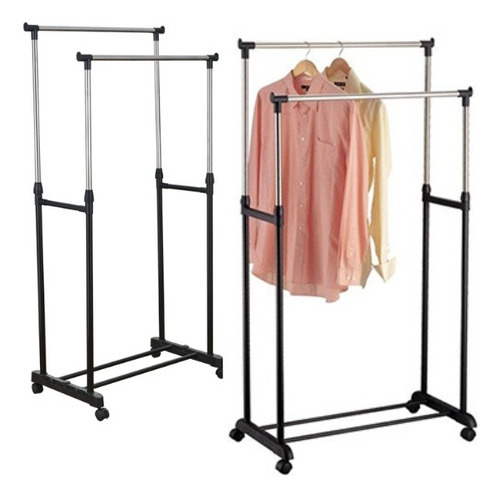 Estante Organizador De Ropa Doble Perchero /acero Inoxidable