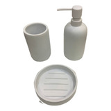 Set Baño Accesorios 3 Piezas Dispenser Vaso Jabonera Resina