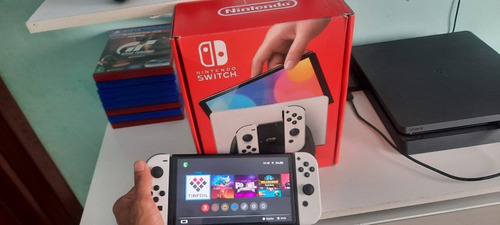 Nintendo Switch Oled Desbloqueado Com Cartão Micro Sd 256 Gb Lotado De Jogos