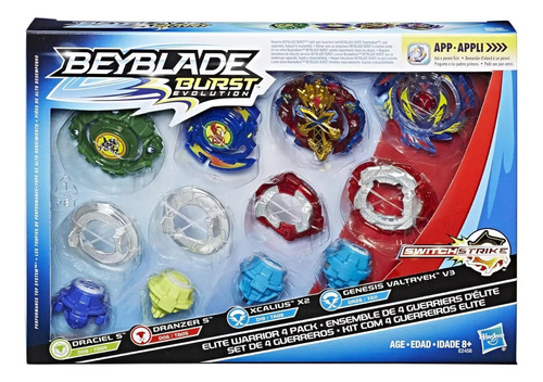 Juego Beyblade Burst Evolution Elite Warrior Paquete De 4