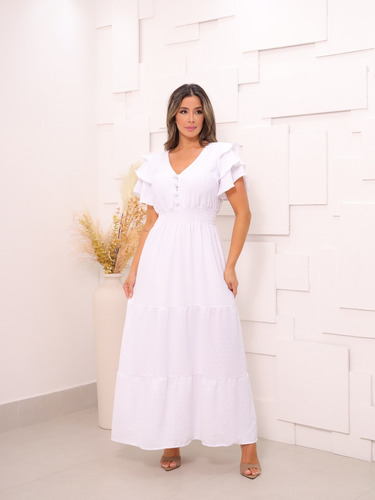 Vestido Longo Pipoca Unico M-g Com Bojo E Elasticidade 9823