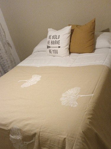 Manta /pie De Cama De Tussor Con Dibujo De Hojas Pintadas