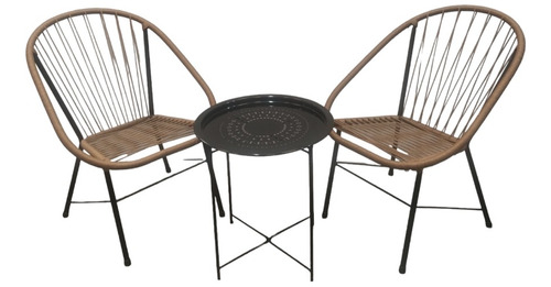 Set Acapulco 2 Sillas Asuncion + Mesa Plegable Metal Redonda