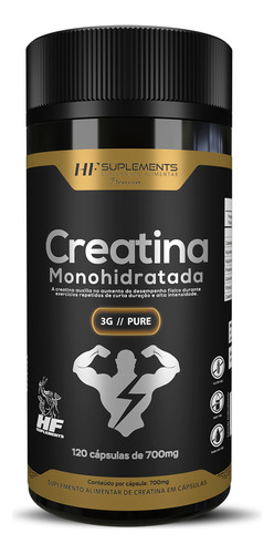 Creatina Monohidrata 3g Pure 120caps 700mg Hf Suplements