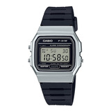 Reloj Pulsera Casio Collection F-91wg-9qdf-sc De Cuerpo Color Plateado, Digital, Para Hombre, Fondo Gris, Con Correa De Resina Color Negro, Dial Negro, Minutero/segundero Negro, Bisel Color Plateado Y