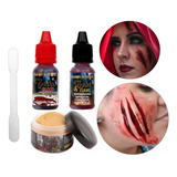 Kit Maquiagem Halloween Terror Fake Queimadura Cicatriz