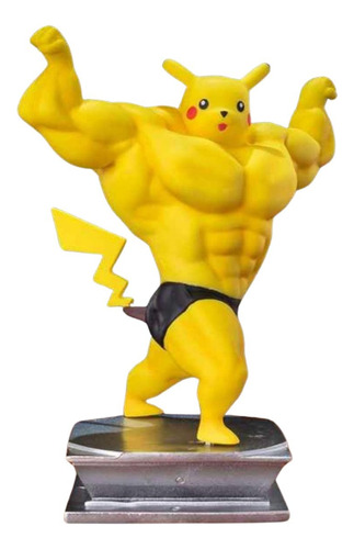 Figura Coleccionable De Pikachu Muscoloso Con Base