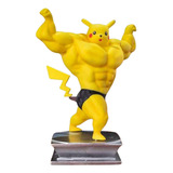 Figura Coleccionable De Pikachu Muscoloso Con Base
