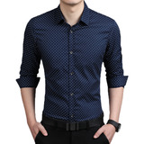 Camisa Hombre Lunares Slim Fit De Negocios Y Casual