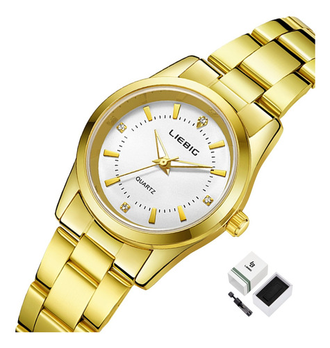 Reloj De Mujer Dama Originales Dorado Pulsera Cuarzo L4005