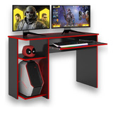 Mesa Escrivaninha Para Computador Escritório Pc Gamer E&a - Preto/vermelho