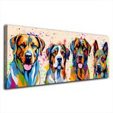 Cuadro Moderno En Tela Canvas Perros Pintura 40x90 Cms 