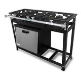 Fogão Com Forno Industrial 03 Bocas Tampa Inox Top 1 Qd 2qs