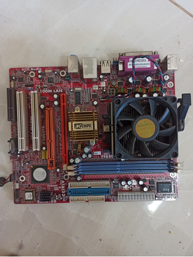 Kit Placa Mãe Fsb800 Ddr400 Com Cooler Processador E Espelho