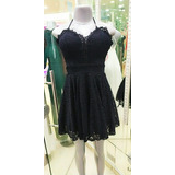 Vestido Corto Negro Encaje Grados Coctel Disponible